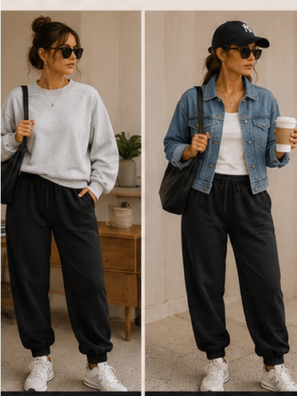 🖤 MyStyle Black Fleece Jogger Sweatpants — Size Large